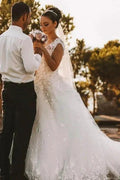 Summer Bohi Chiffon Flowy sleeveless Tulle Wedding Dress by misshow.com