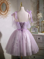 Sweet Purple A-line Short Prom Dress Homecoming Dress with Ribbon PD463 by pgmdress