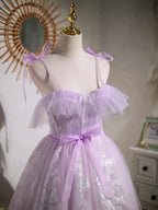 Sweet Purple A-line Short Prom Dress Homecoming Dress with Ribbon PD463 by pgmdress