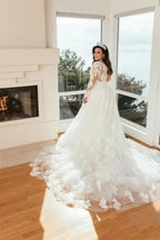 Sweetheart A-Line Floor-Length Appliques Wedding Dress with Tulle by misshow.com