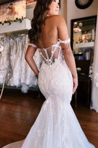 Sweetheart White Mermaid Lace Wedding Dress by misshow.com
