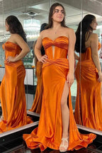 Sweetheart Cut Mermaid Black Long Prom Dress with Slit PSK533 by pgmdress