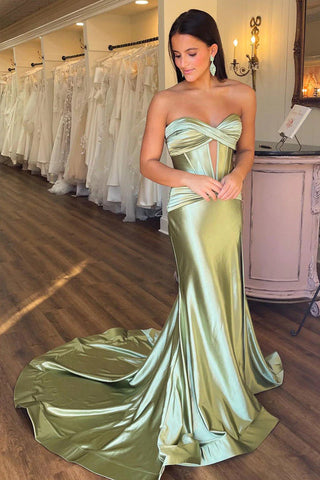 Langes schwarzes Meerjungfrau-Ballkleid im Sweetheart-Schnitt mit Schlitz PSK533