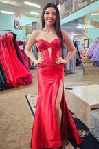 Sweetheart Cut Mermaid Black Long Prom Dress with Slit PSK533 by pgmdress