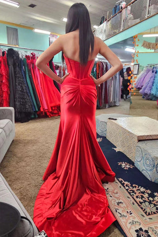 Langes schwarzes Meerjungfrau-Ballkleid im Sweetheart-Schnitt mit Schlitz PSK533