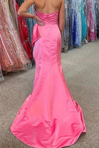 Sweetheart Hot Pink Sheath Long Prom Dress with Bow PSK540 by pgmdress
