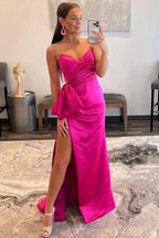 Sweetheart Hot Pink Sheath Long Prom Dress with Bow PSK540 by pgmdress