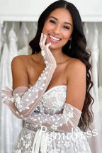 Sweetheart Neck A Line Delicated Lace Wedding Dress Boho Wedding Dress WD632 by pgmdress