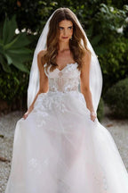 Sweetheart Sleeveless Appliques Lace Boho Wedding Dress Bridal Gown WD660 by pgmdress
