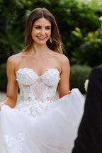 Sweetheart Sleeveless Appliques Lace Boho Wedding Dress Bridal Gown WD660 by pgmdress