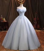 Blue tulle lace long ball gown dress formal dress Y1293 by simplepromdress