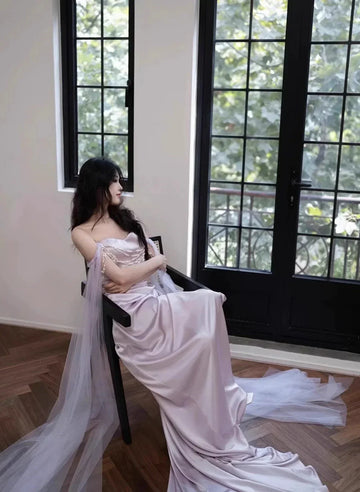 Light Purple Satin Long Evening Dress Sweetheart Prom Dress Y8312 by simplepromdress
