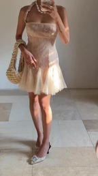 Cute Halter Lace Tulle Homecoming Short Prom Dress Y8502 by simplepromdress