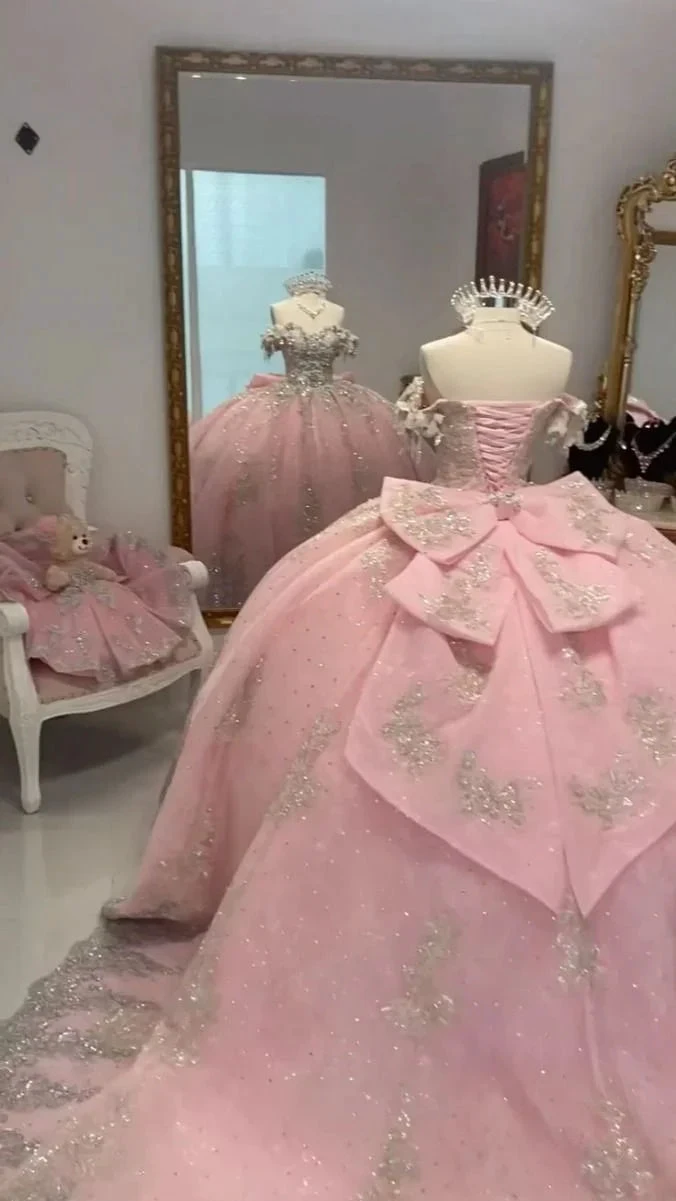 Shiny Pink A Line Princess Quinceanera Dress Ball Gown, Sweet 16 Dress Y7770 by simplepromdress