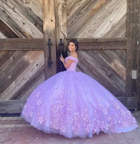 Luxurious Lavender Off The Shoulder Ball Gown,Sweet 16 Dress,Princess Dress Y7182 by simplepromdress