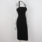 Women's Black Halter Prom Dress With Slit Sexy Black Sleeveless Evening Dress Y1161 by simplepromdress