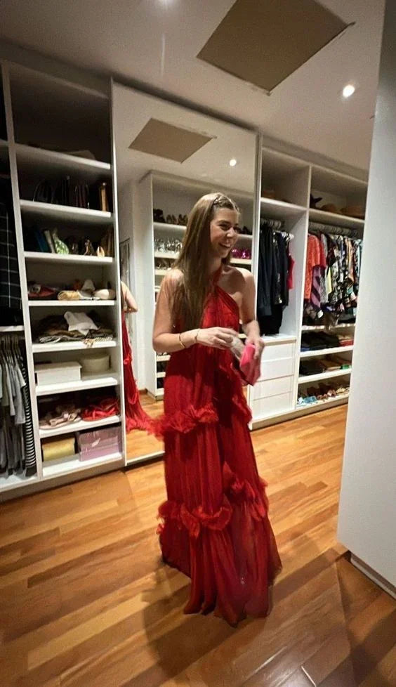 Elegant Red Long Evening Dress Red Party Gown Y6138 by simplepromdress