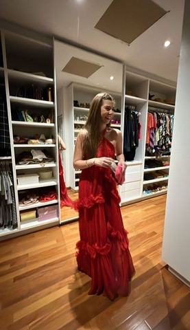 Elegant Red Long Evening Dress Red Party Gown Y6138