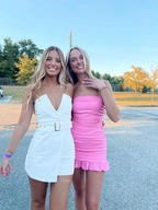 Strapless Pink Homecoming Dress Sexy Bodycon Dress Y2442 by simplepromdress
