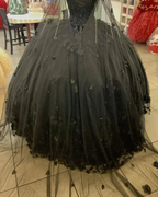 Black Ball Gown Quinceanera Dresses with Flowers,Sweet 16 Dresses Y5753 by simplepromdress