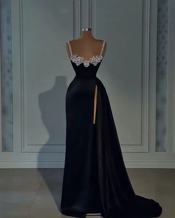 Gorgeous Black Straps Sweetheart Sheath Evening Dress Y6666 by simplepromdress