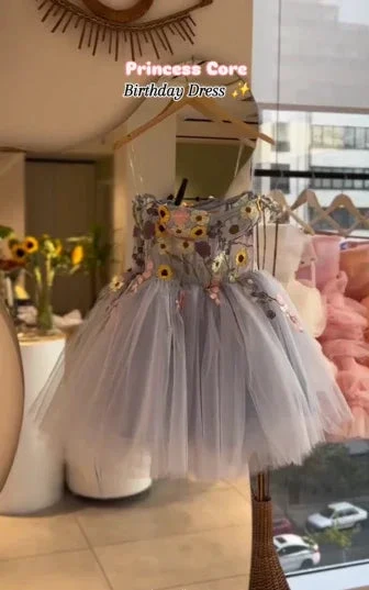 Pretty Tulle Appliques A Line Homecoming Dress Blue Short Birthday Party Dress Y8513 by simplepromdress