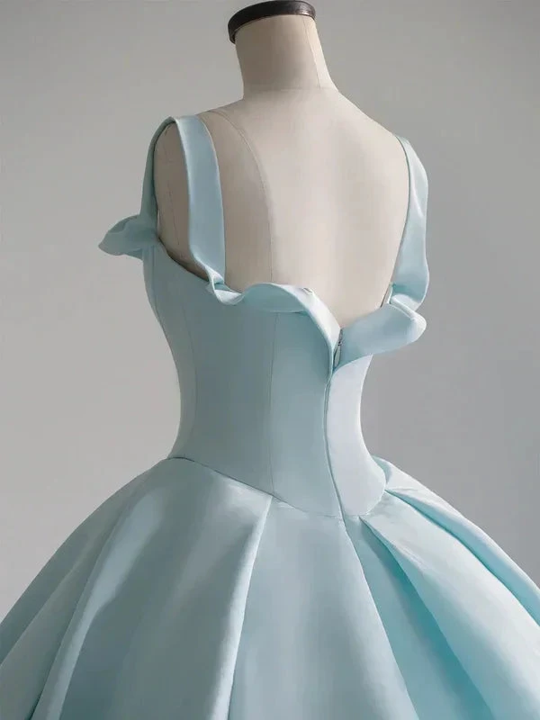 Blue Satin Long Ball Gown , Blue Sweet 16 Dress Y392 by simplepromdress