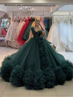 Luxurious Green Tulle Ball Gown,Sweet 16 Dress Y6576 by simplepromdress