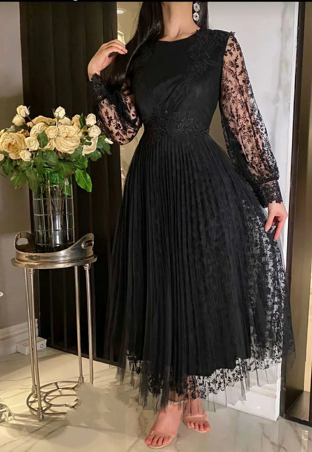 Elegant Black A-line Evening Dress Black Formal Dress Y5730 by simplepromdress