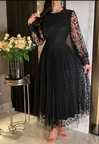 Elegantes schwarzes A-Linien-Abendkleid Schwarzes Abendkleid Y5730