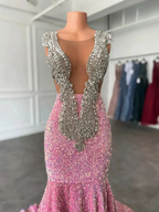 Sparkling pink prom dresses, Sexy sequins mermaid pink prom pageant evening dress Y477 by simplepromdress