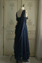Vintage Navy Blue Chiffon A Line Prom Dress Evening Dress Y8292 by simplepromdress