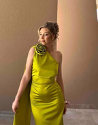 Sexy Sheath Long Party Prom Dress Olive Green One Shoulder Prom Evening Dress Y8009 by simplepromdress