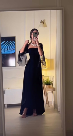 Charming Black Evening Dress Black Formal Gown Y4030