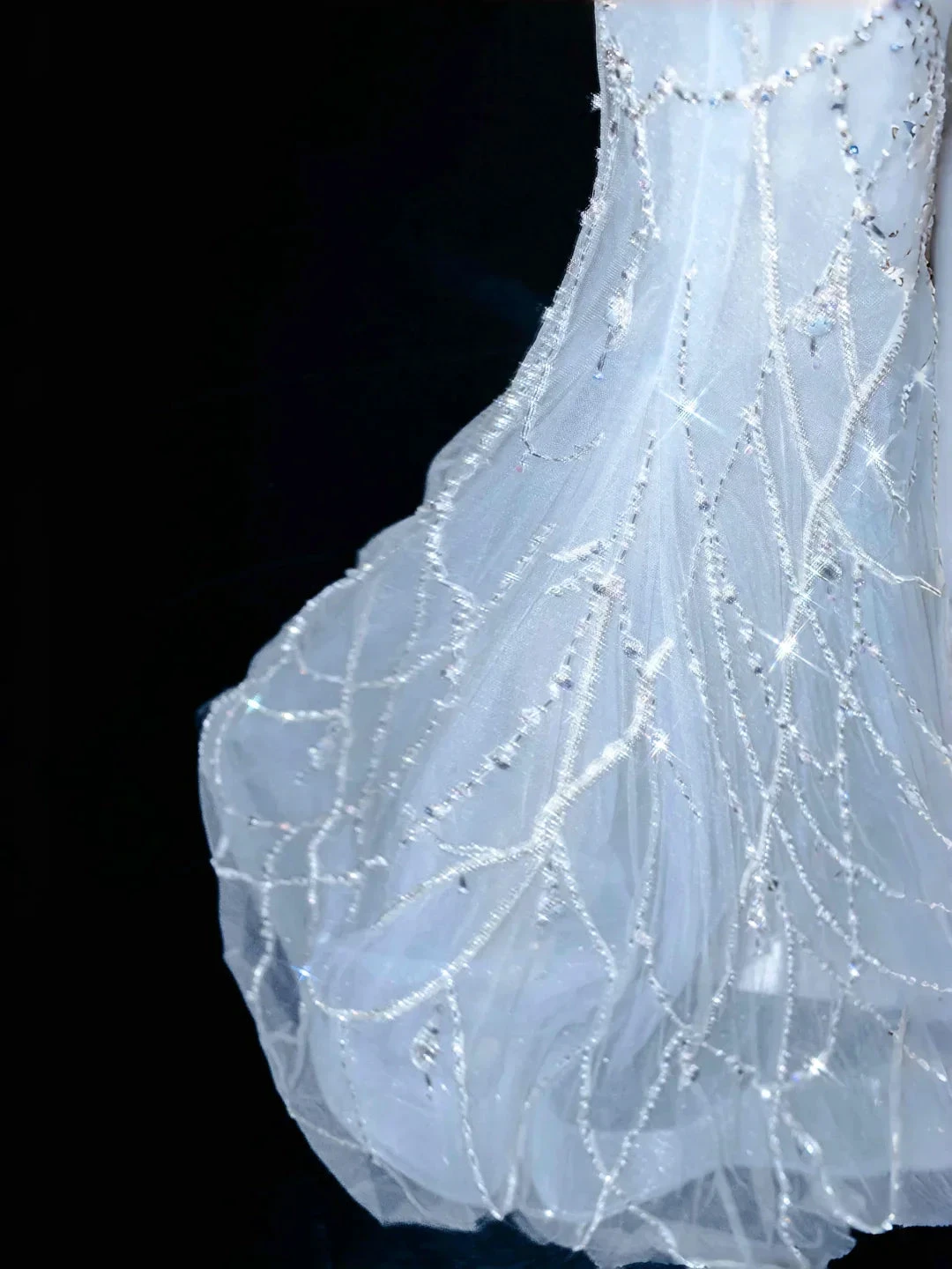 Dream Blue Tulle Beaded Chain V Neck Long Mermaid Prom Dress Evening Dress Y8665 by simplepromdress