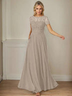 Dark Navy A-Line Boatneck Sequins Chiffon Dress by Dreamylily