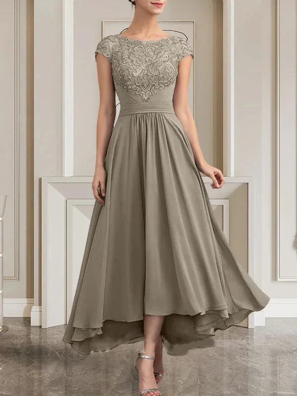 A-line Scoop Floor-Length Lace Chiffon Mother of the Bride Dress With Sequins by Dreamylily