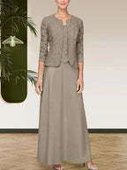 Glitter Lace & Satin Skirt Jacket Dress with Open Jacket by Dreamylily