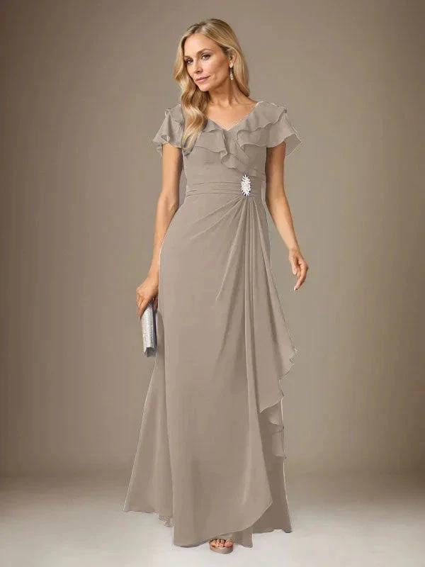 Stormy A-Line V-Neck Ruched Chiffon Dress by Dreamylily