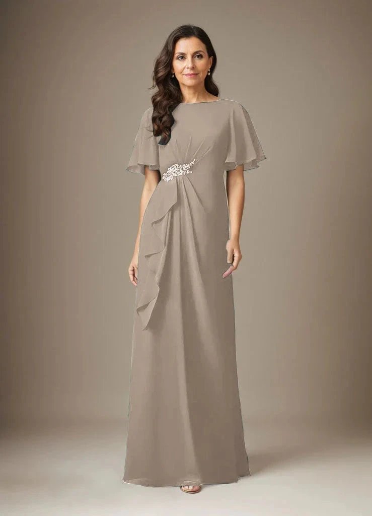 Dark Navy Sheath Beaded Chiffon Dress by Dreamylily