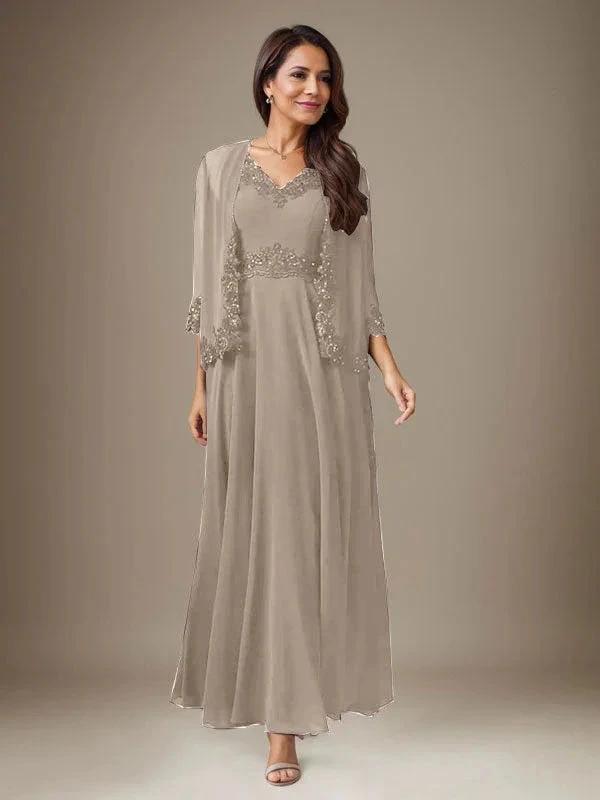 Plum A-Line Sequins Chiffon Dress by Dreamylily