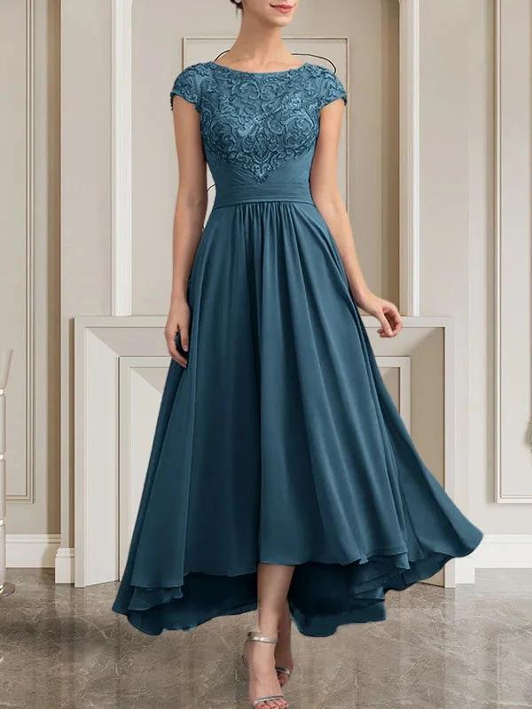 A-line Scoop Floor-Length Lace Chiffon Mother of the Bride Dress With Sequins by Dreamylily