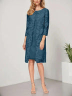 A-line Scoop Knee-Length Chiffon Lace Mother of the Bride Dress With Jacket by Dreamylily