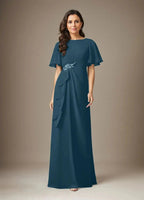 Dark Navy Sheath Beaded Chiffon Dress by Dreamylily