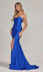 Royal Blue Prom Dress with Tight Long Sweetheart Strapless Formal Dress SYP50 by vivymakudress