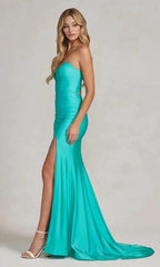 Sunnderly Atlantic Blue Prom Dress Sweetheart Strapless Formal Dress SYP45 by vivymakudress