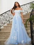 Tulle Applique Off-the-Shoulder Prom Dresses SYP165 by vivymakudress