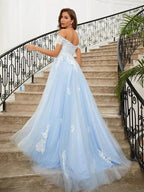 Tulle Applique Off-the-Shoulder Prom Dresses SYP165 by vivymakudress