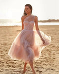 One Shoulder Tulle Prom Dress SYP167 by vivymakudress