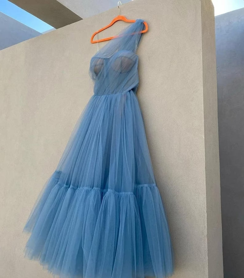 One Shoulder Tulle Prom Dress SYP167